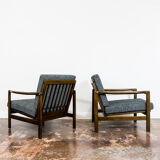 Pair of Restored Black B-7522 armchairs by Zenon Bączyk, 1960’s