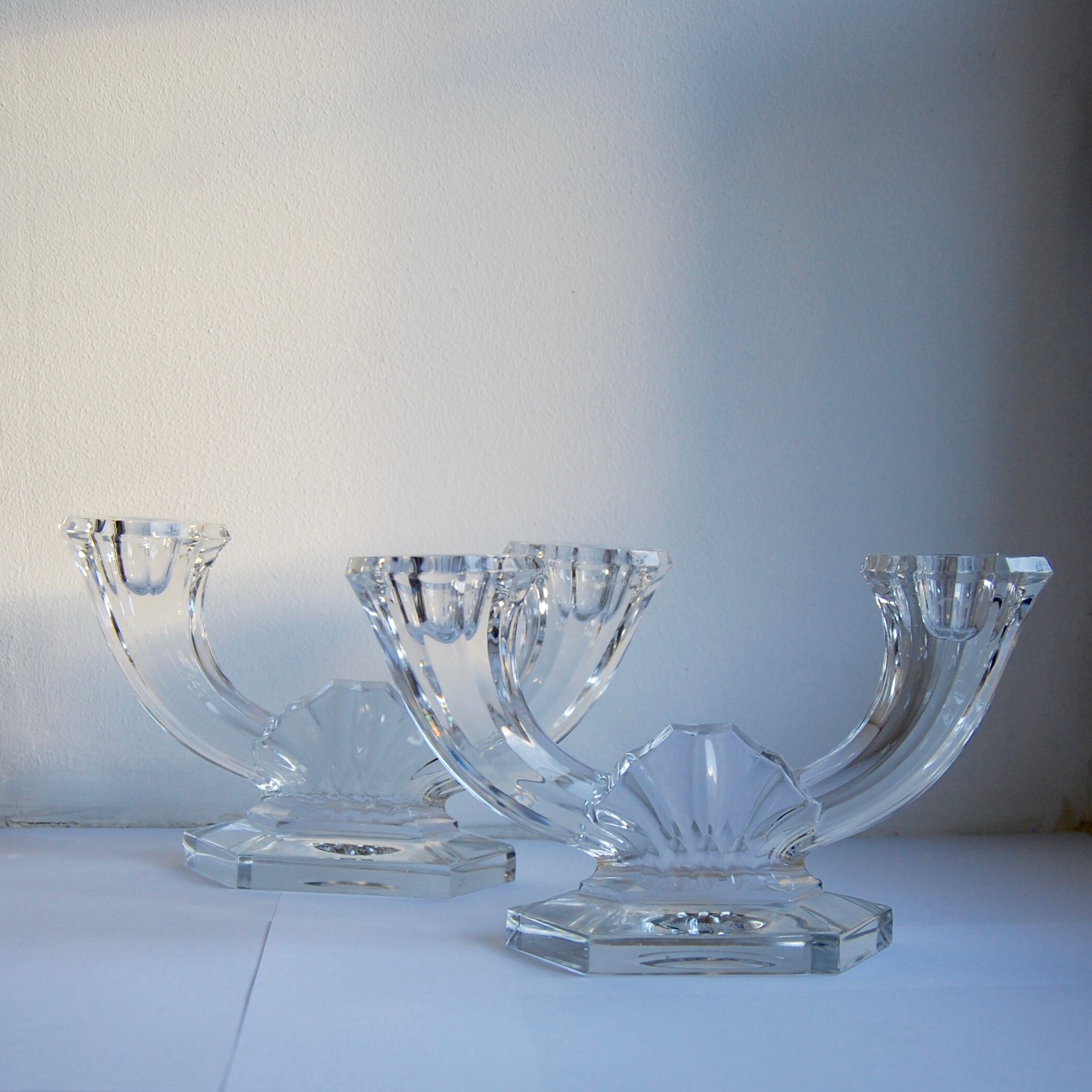 Pair of 50s crystal candlesticks