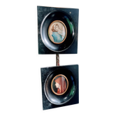 Pair of antique miniatures in medallion Frames N3
