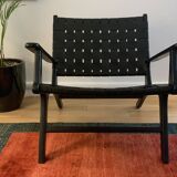 Two numbered black leather designer armchairs – Olivier De Schrijver