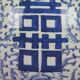 Vintage ceramic vase from China hand painted white blue wooden lid CM2