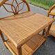 Pair of bedside tables in wood and woven straw - around 1960.