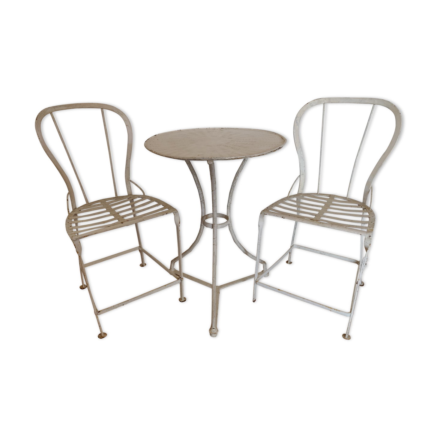 Table and bistro chairs wrought iron terrace