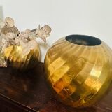 Antique Art Deco round vases Brass