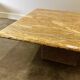 XL vintage square caramel travertine coffee table, 1980s
