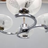 1950s Chrome and Glass Chandelier by Napako, Czechoslovakia