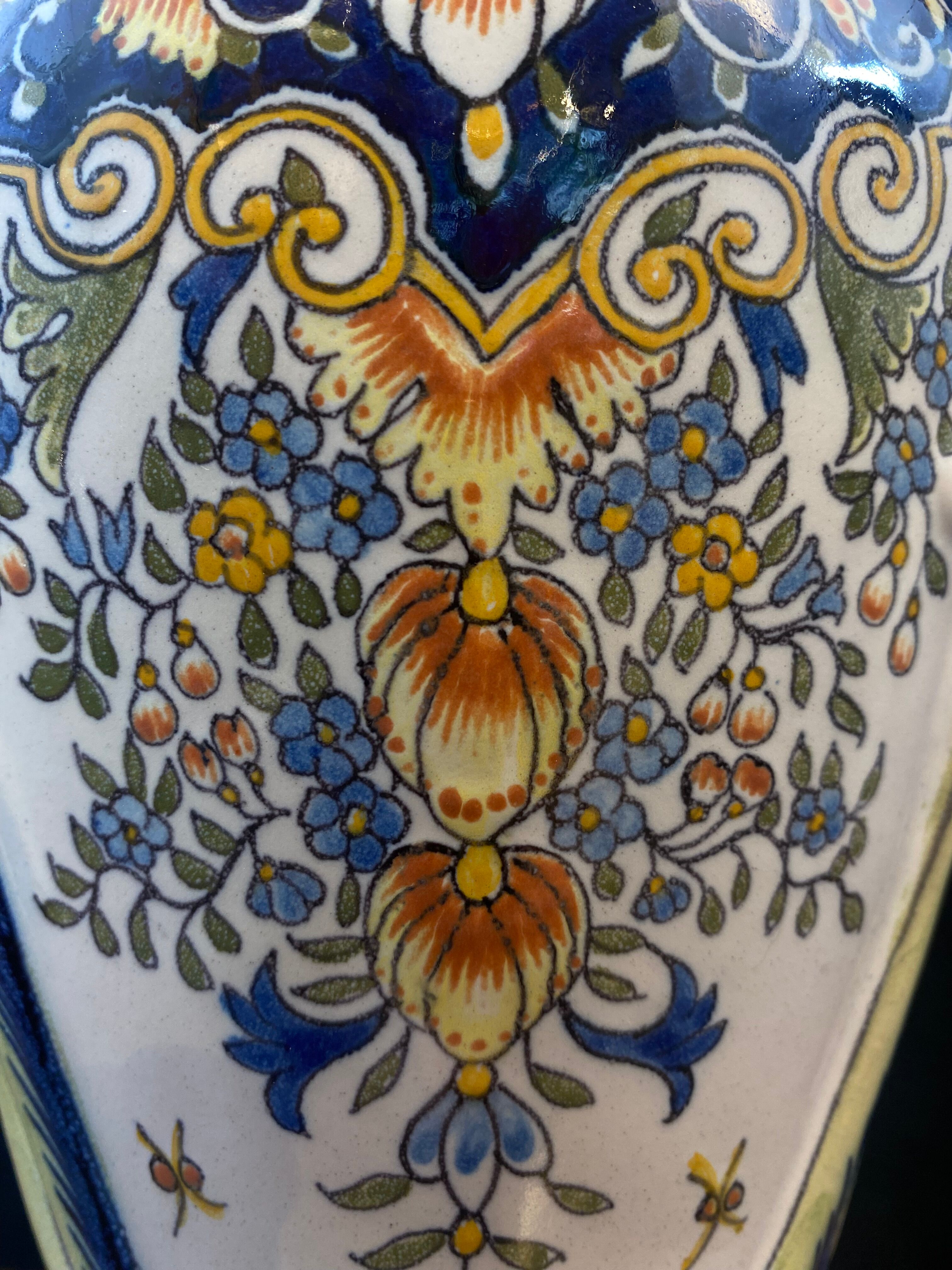 Pair of Desvres vases, signed Jules Verlingue, 1900