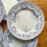 8 flat ironware plates Bouquets, Creil and Montereau late 19th century