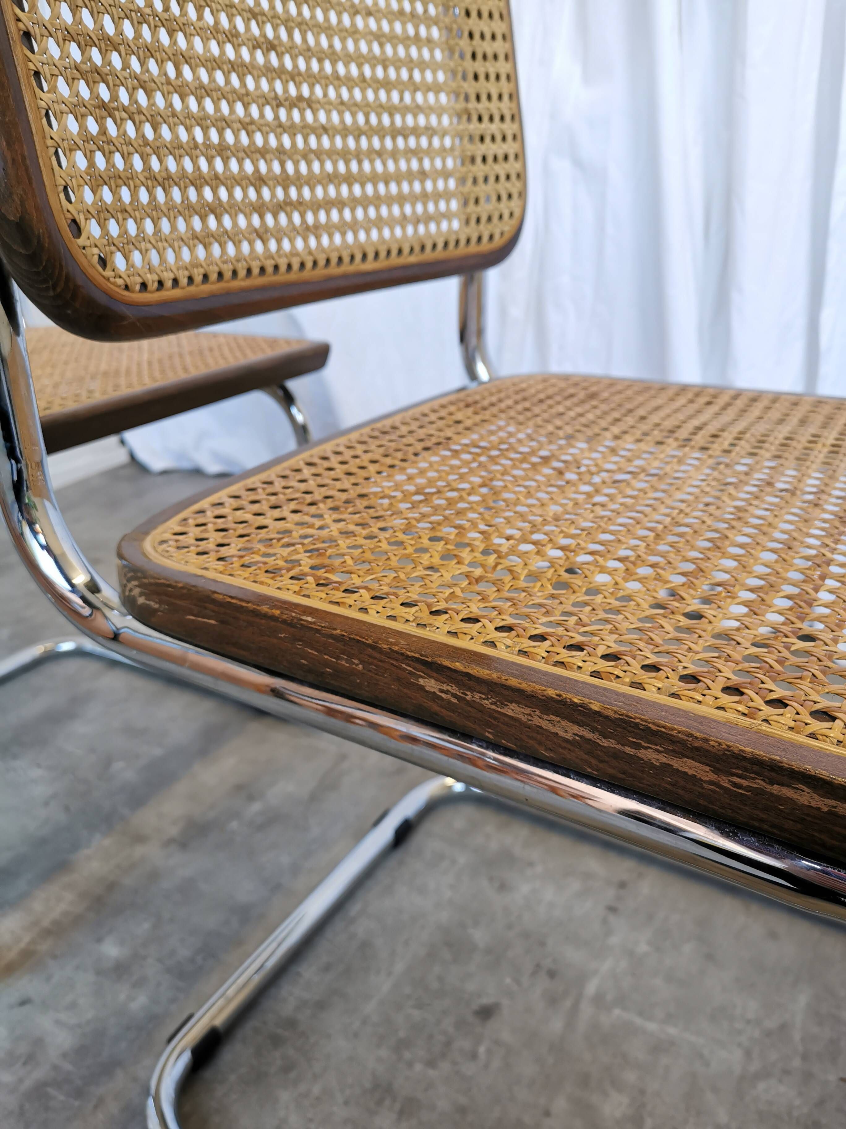 Set of 2 Vintage Cesca Cane Chair: 1970s Italian Mid-Century Modern Dining