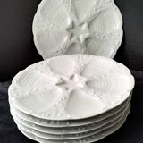 6 Porcelain oyster plates CNP Compagnie Nationale de Porcelaine