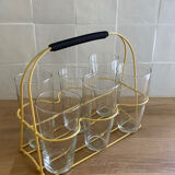 Scoubidou glass holder and its 6 glasses 1960