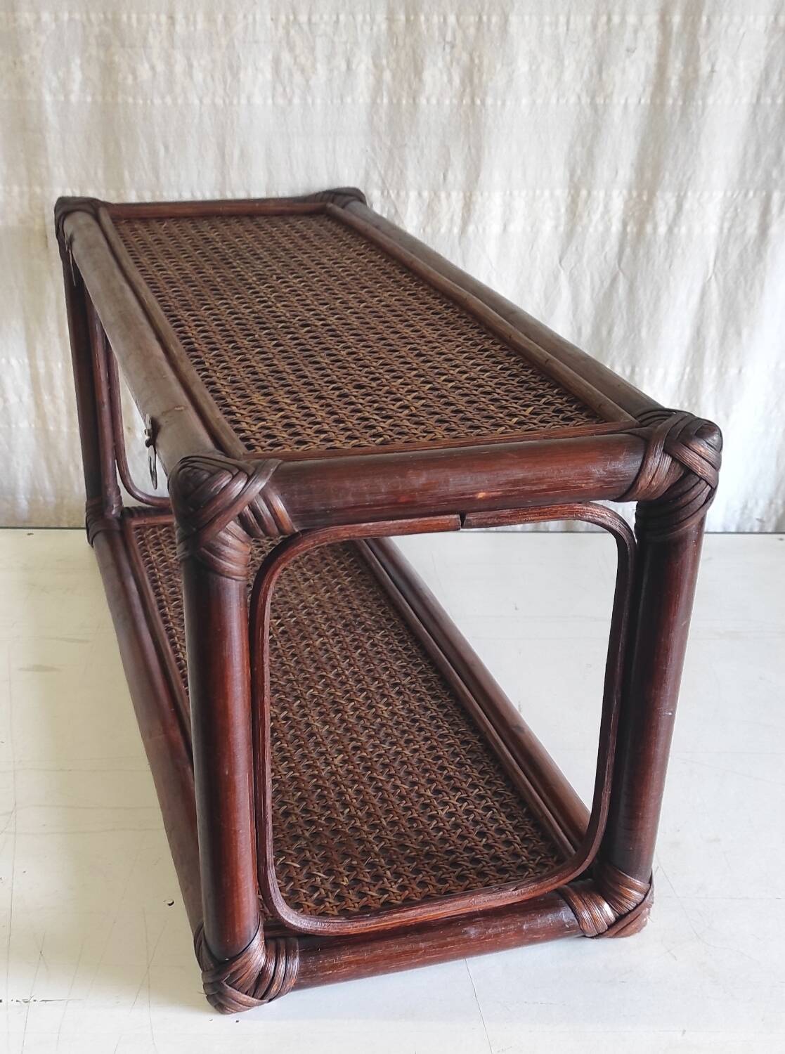 Rattan and cane wall shelf - 70s/80s