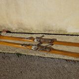 Pair of old wooden skis and metal bindings altiere