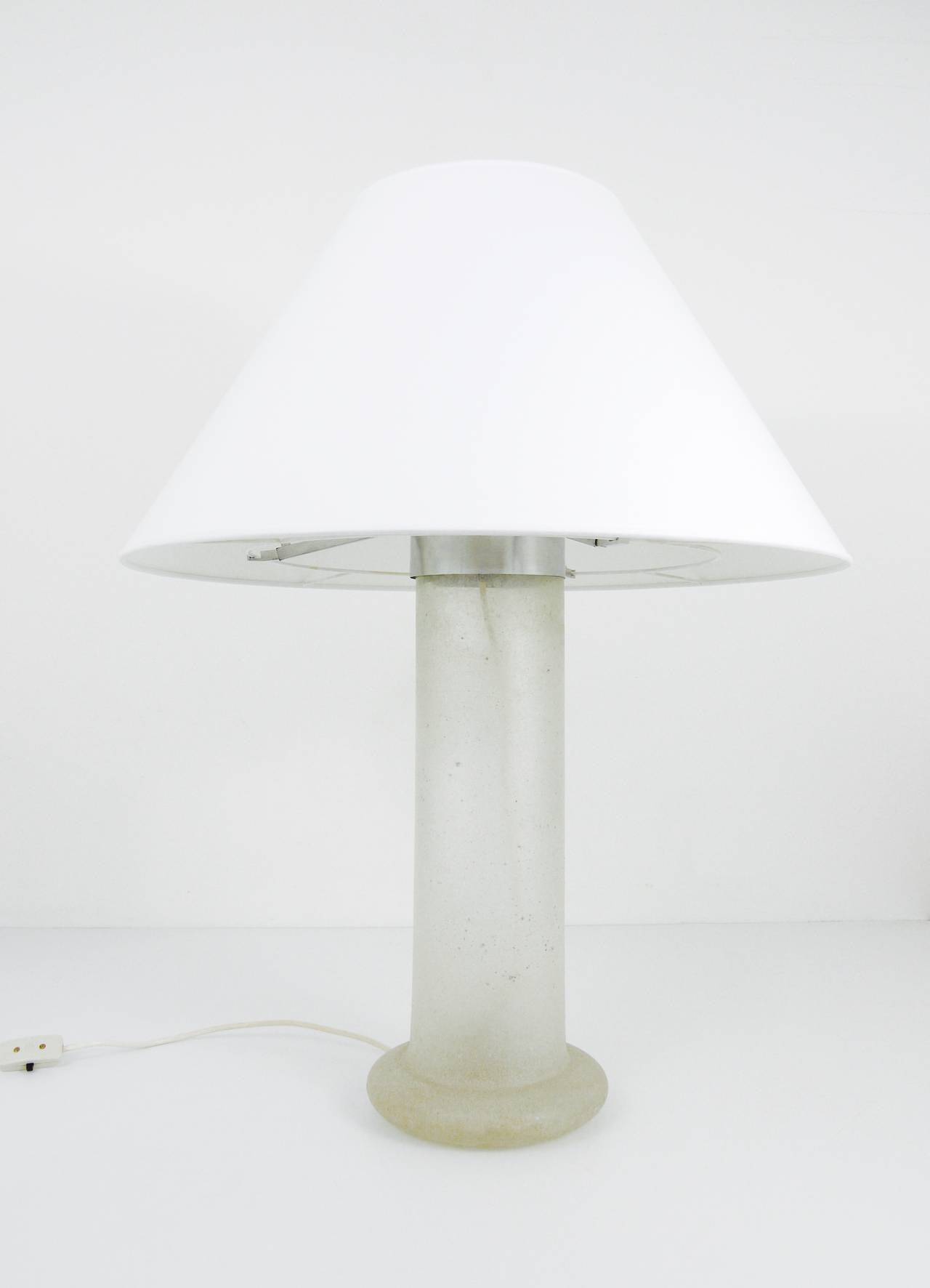 Table lamp signed by Karl Springer with a frosted glass base, 1970s.