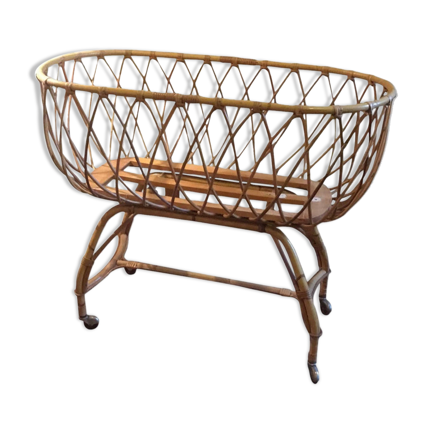 Vintage rattan cradle