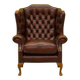 Burgundy Leather Wingback Chesterfield Armchair