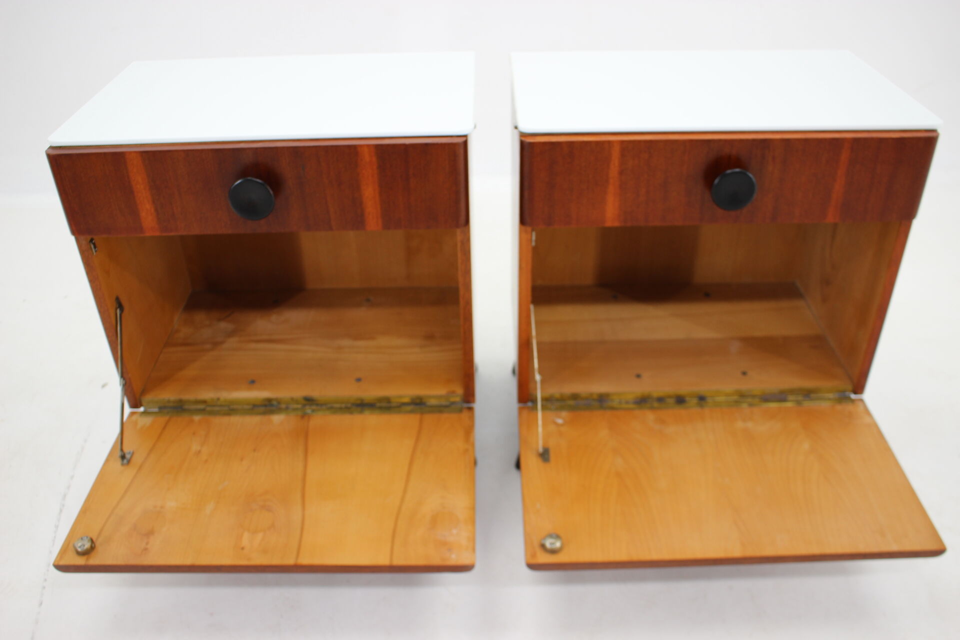 1950s Jindrich Halabala Mahogany Bedside tables ,Czechoslovakia