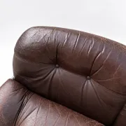 Canapé en cuir marron et chrome, années 1970