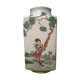 Polychrome enamelled porcelain quadrangular vase. China, 20th century
