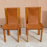 Chaises cuir et orme années 70