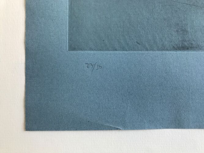 Eau-forte originale sur vergé Ingres signée et numérotée de Claude Garache, Bleu 1, 1980