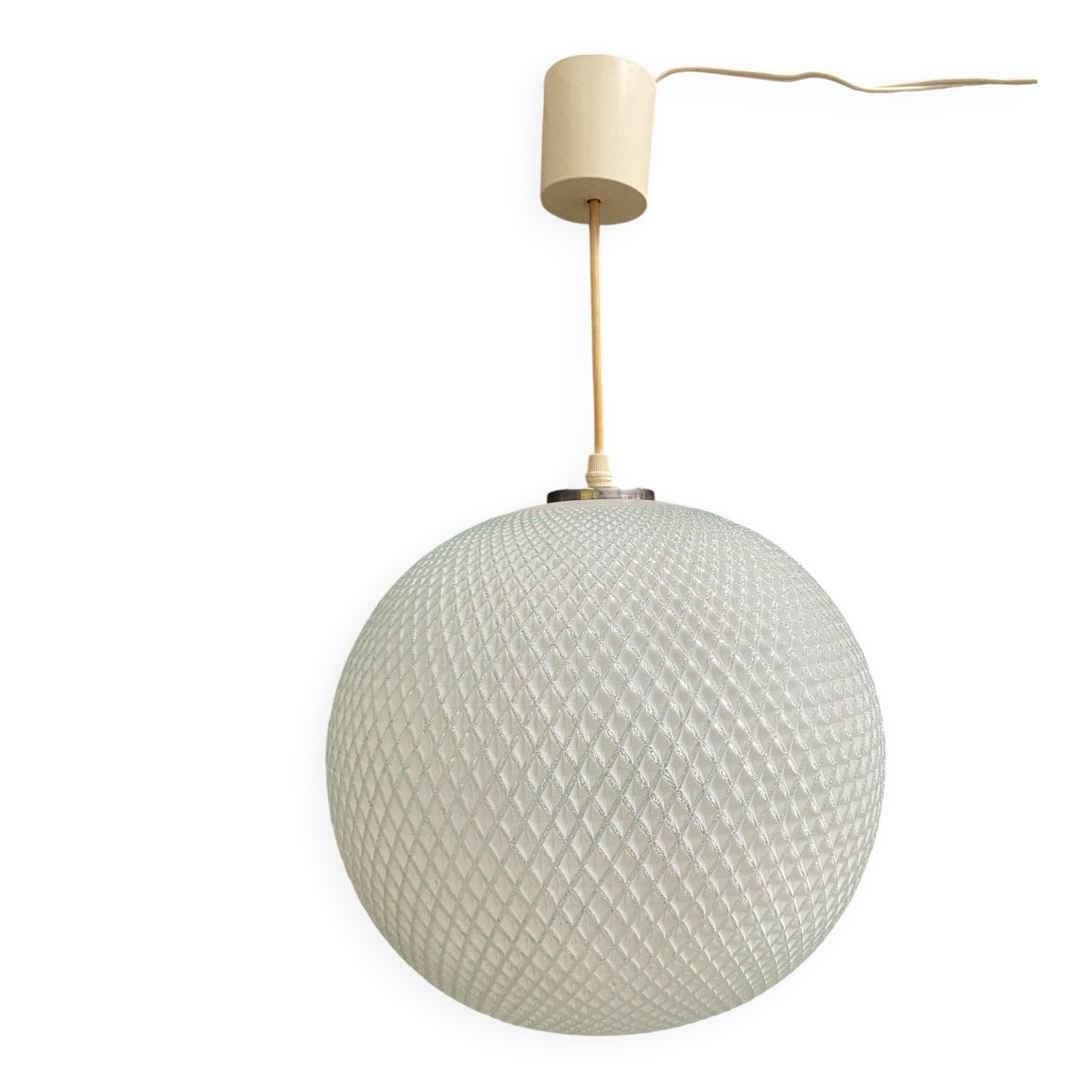 Glas hanging lamp pattern like a golfball 1970s
