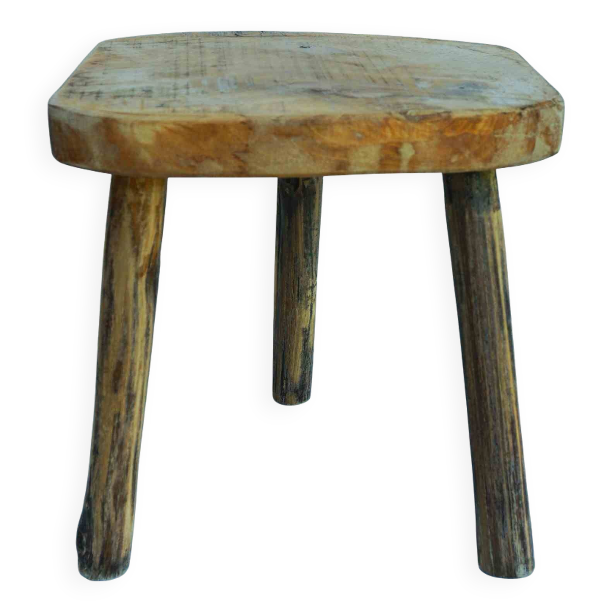 Vintage solid wood tripod stool