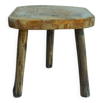 Tabouret tripode vintage bois massif