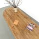 XXL oval coffee table in solid oak, cylindrical base, 1950s.