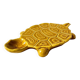 Large mustard yellow ceramic turtle dish, vintage 1950s-1970s.