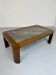 Old coffee table in wood and granite stone, vintage design from the 70s