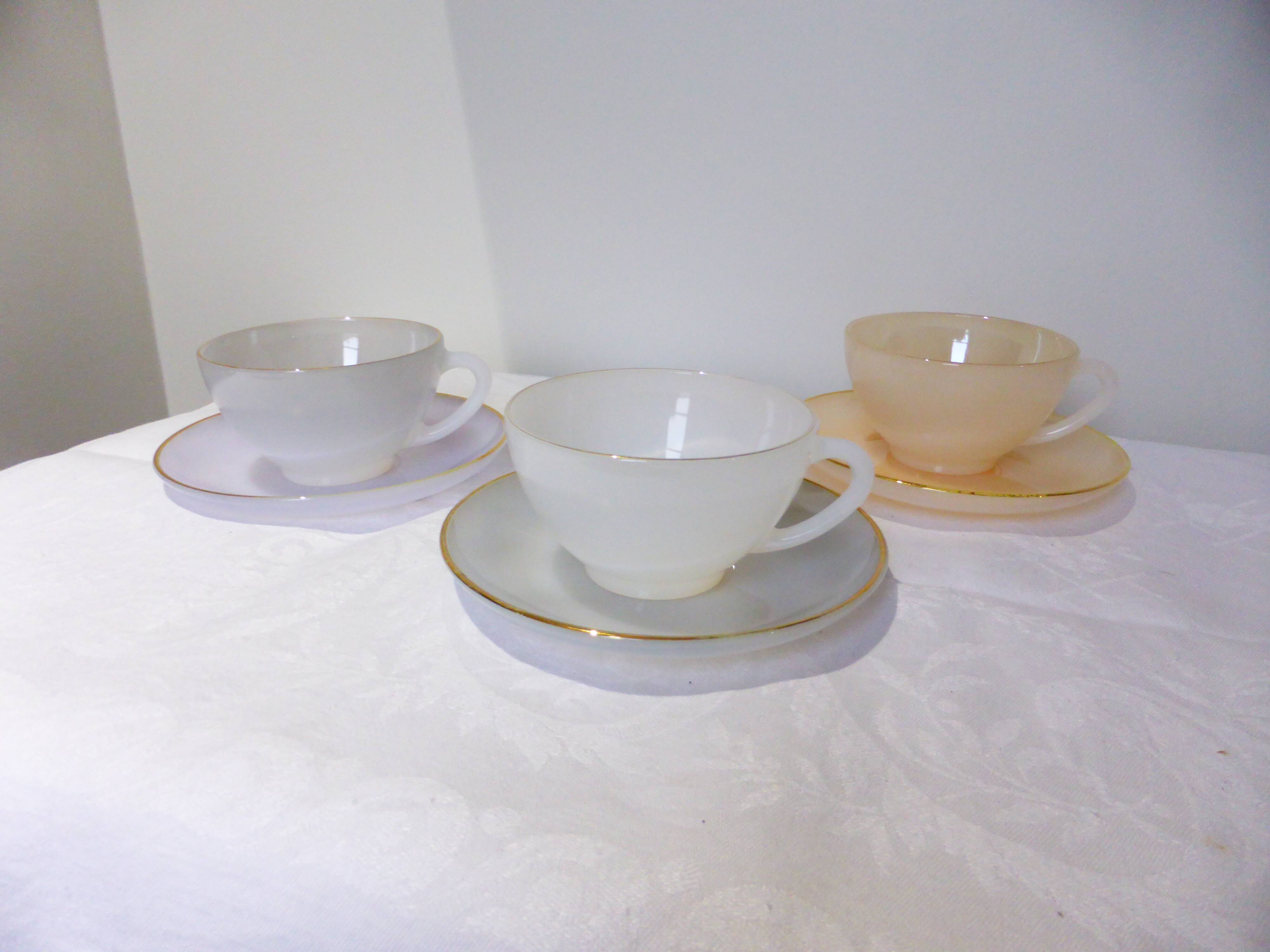 3 vintage Harlequin tea or chocolate cups and saucers 211291