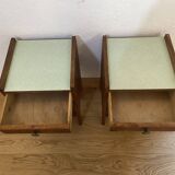 Pair of solid oak bedside tables from the 1950s.