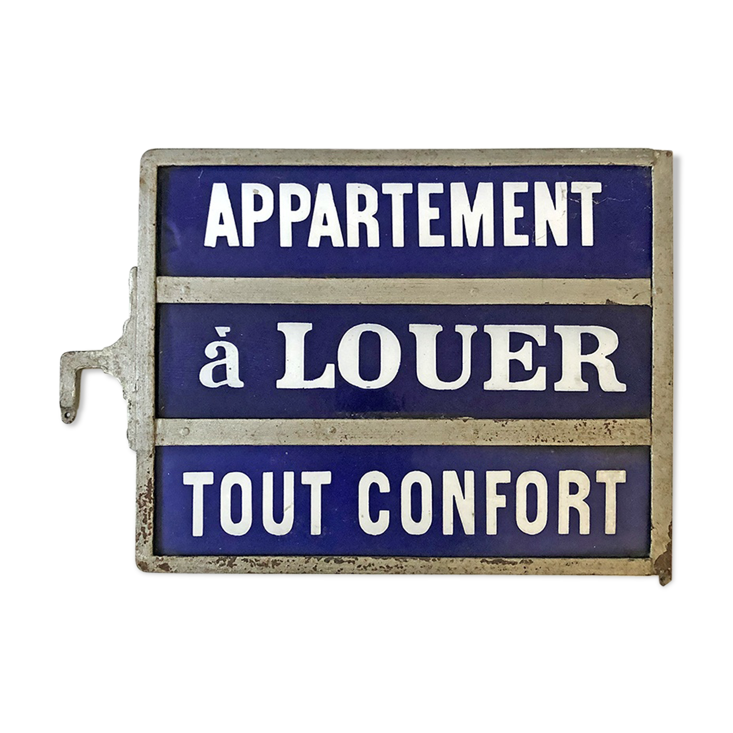 Vintage double-sided enamel plate 50's "Apartment for Rent - All Comfort"