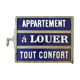 Vintage double-sided enamel plate 50's "Apartment for Rent - All Comfort"