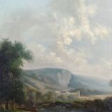 19th century Italian painting, lake scene