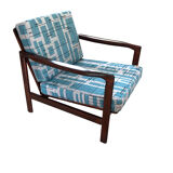 Model B-7752 Blue Jacquard Armchairs by Zenon Bączyk, 1960s, Set of 2