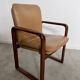 Lot 6 chairs armrests vintage 70s Scandinavian design leather and wood