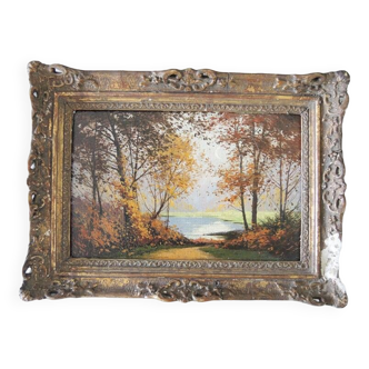 Ancien Tableau Huile sur Bois Signé & Encadré