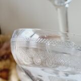 Set of 8 champagne glasses in chiseled blown glass