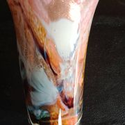 Atelier Michèle Luzoro - Pink corolla vase with inclusion of glitter and gold