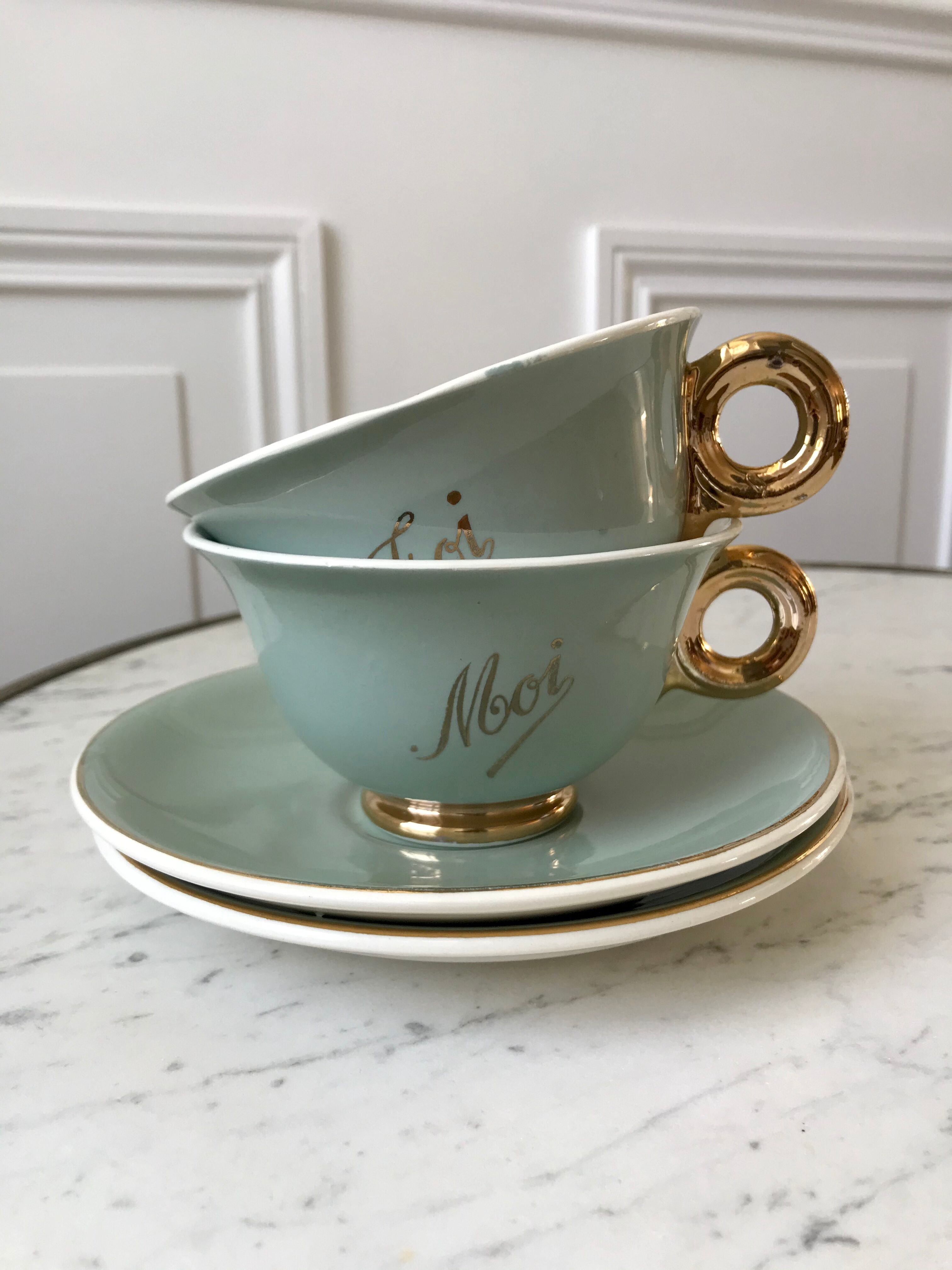 Lunch duo Digoin Sarreguemines Toi & Moi vert sage 50s