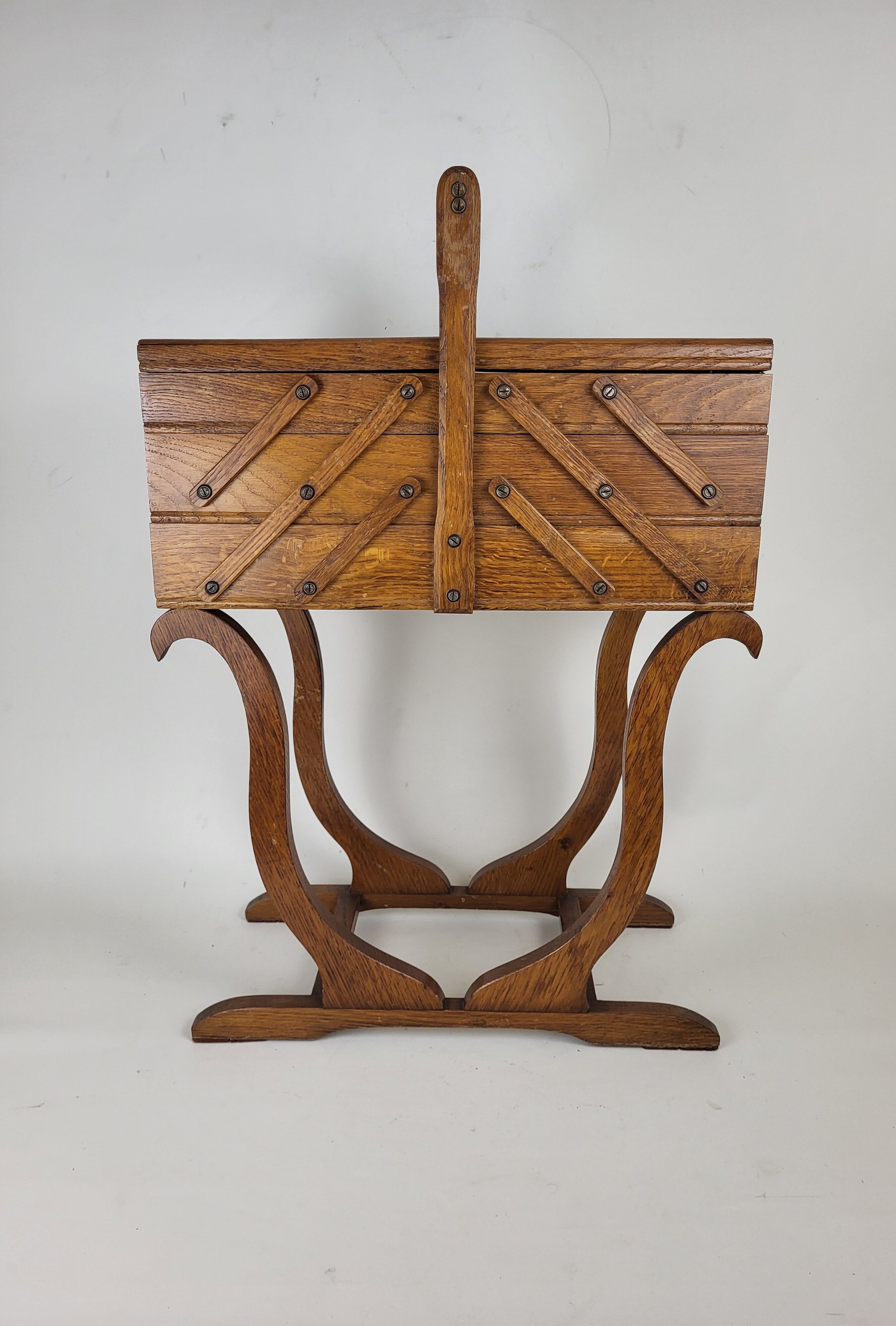 Worker on vintage wooden legs