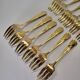 Gold metal fish cutlery, knives and forks 24 pieces