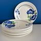 Set of 8 Badonviller France Earthenware Flat Plates, Boran Vintage Model