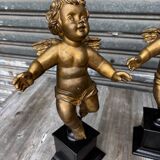 Pair of gilded cherubs on a Napoléon III base