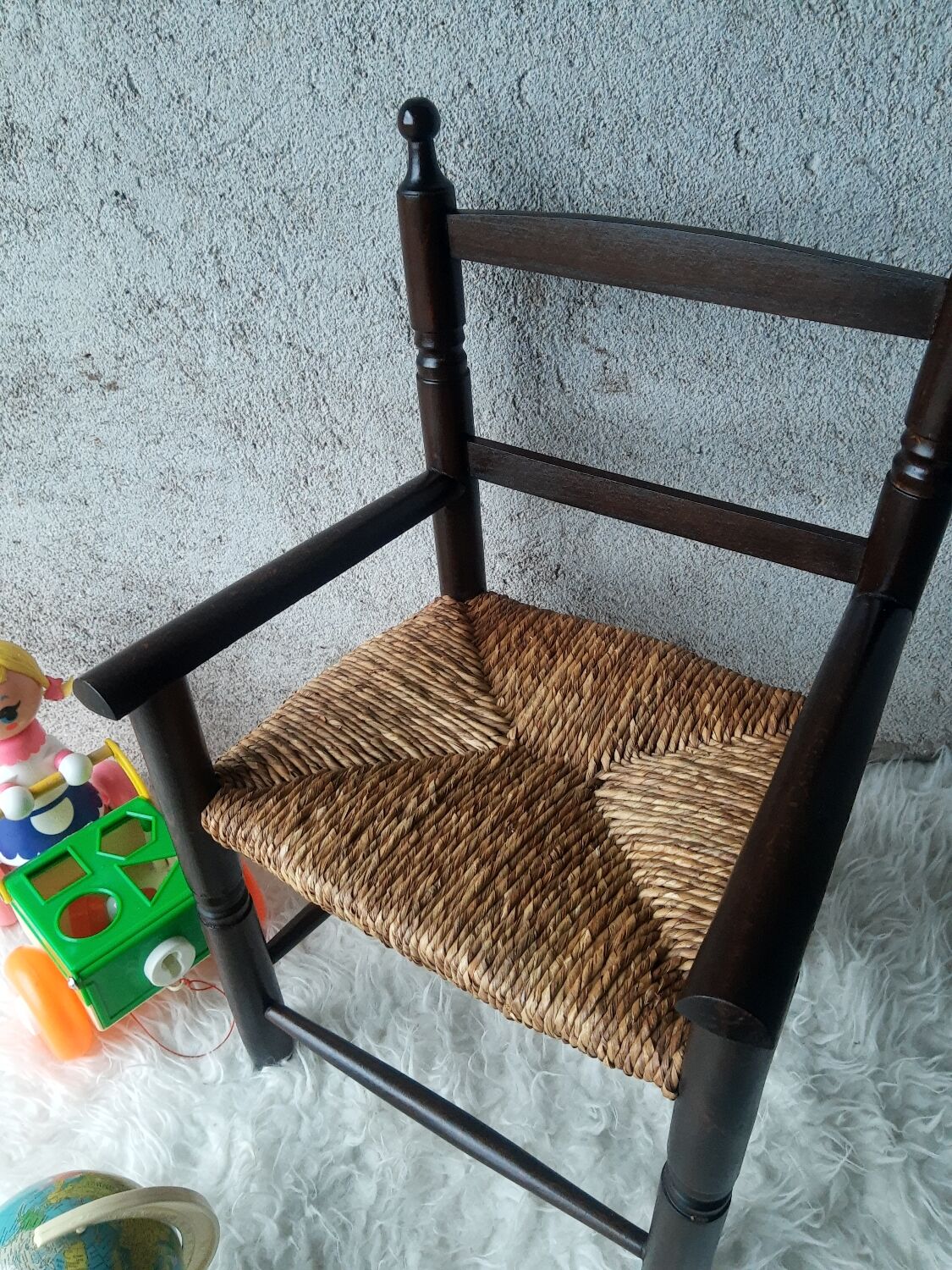 Antique armchair mulched vintage child