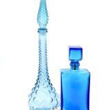 Blue rectangular glass carafe, 1960s
