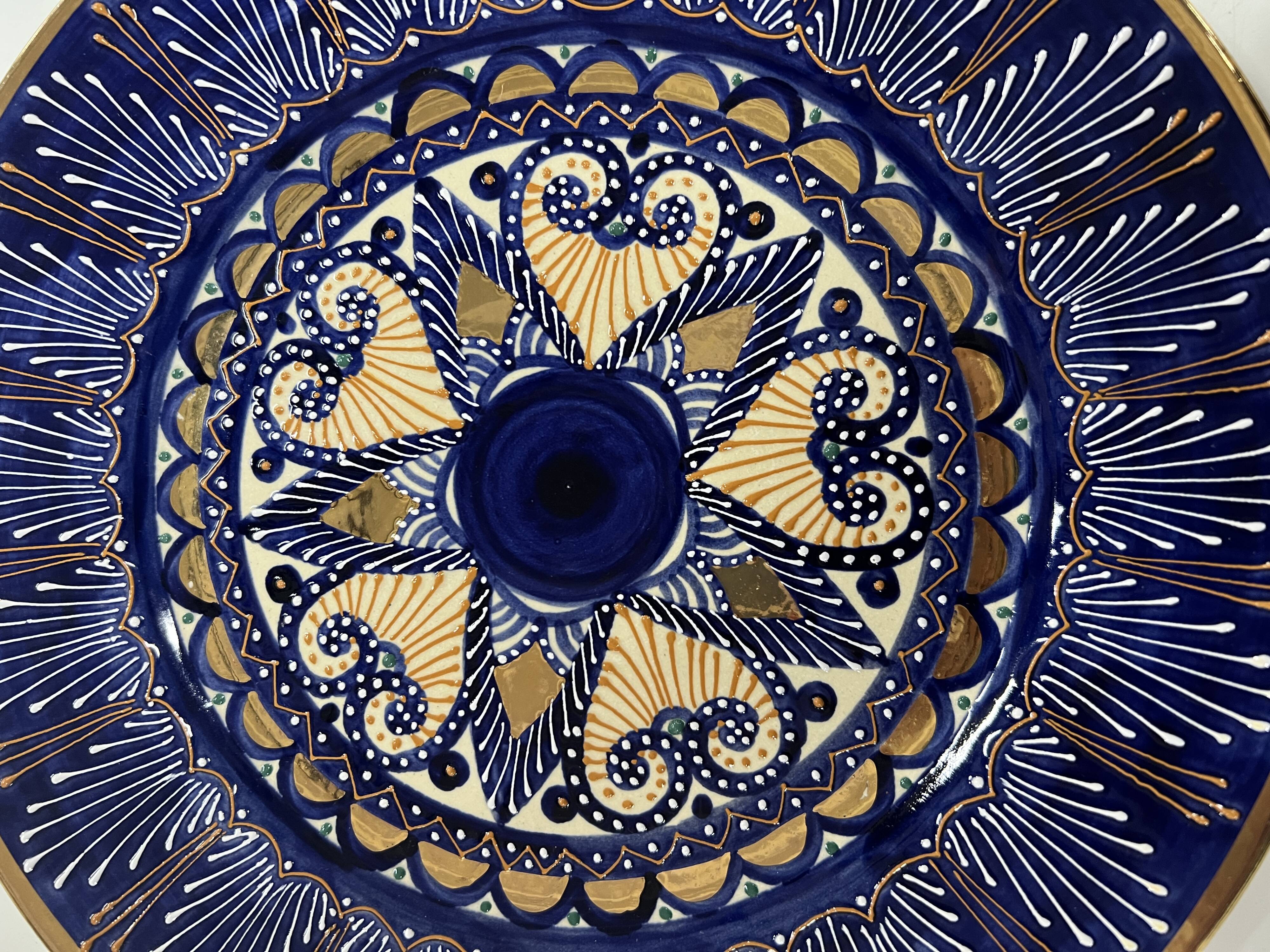 decorative plate enamelled vintage in earthenware HB Quimper