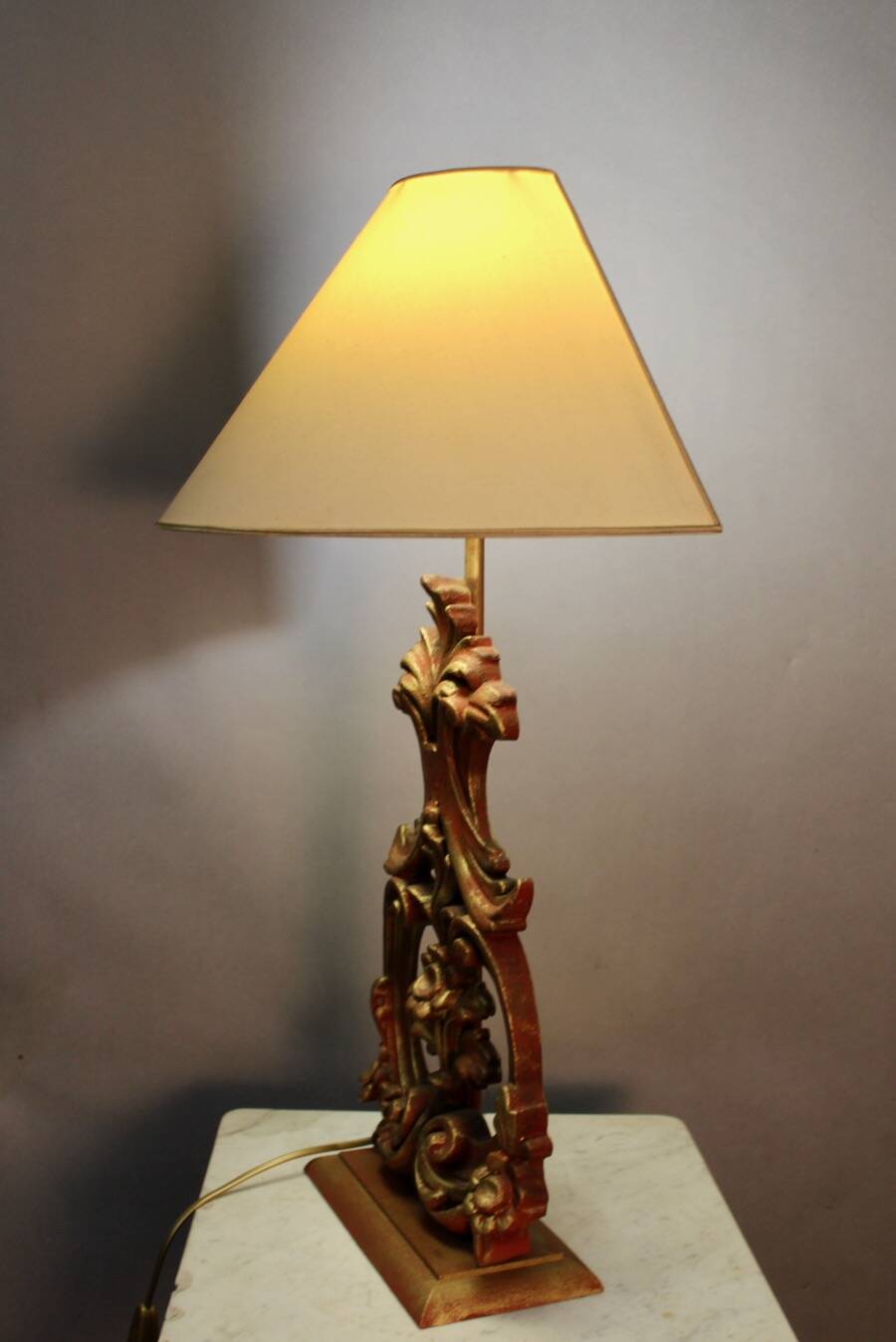 Golden wood lamp